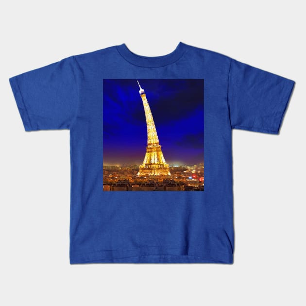 Bent Eiffel Tower Kids T-Shirt by Tomorrowland Arcade